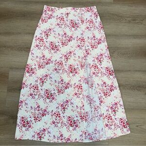 Forever 21 Pink and White Floral Midi Skirt
